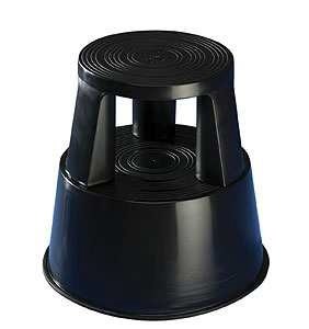 Obrázek Pojízdná plastová kruhová stolička - černá