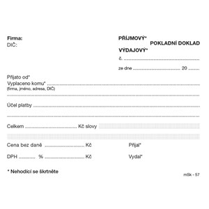 Obrázek MSK 7400057 univerzální příjmový a výdajový doklad nečíslovaný 100 listů NCR A6