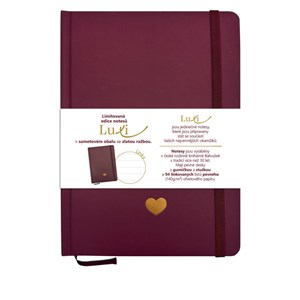 Obrázek Blok Luxi A5 - linka / 96 listů / bordó srdce