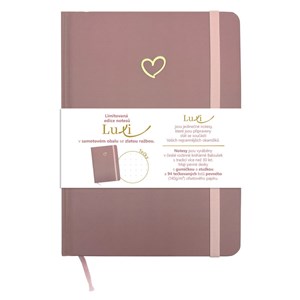 Obrázek Blok Luxi A5 - tečkovaný / 96 listů / starorůžová srdce