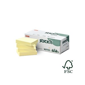 Obrázek Samolepicí bločky Stick´n by Hopax FSC - 38 x 51 mm / 12 x 100 l / pastel. žlutá