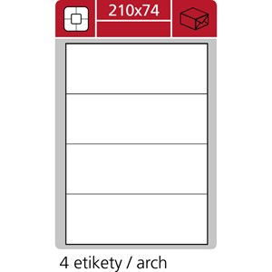 Obrázek Print etikety A4 PLUS pro laserový a inkoustový tisk - 210 x 74 mm (4 etikety / arch)